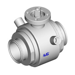 Кран 4G Ghidini 133030C, площадка ISO 5211, Clamp/труба BS, сорочка обігріву, Tenuta Integrale