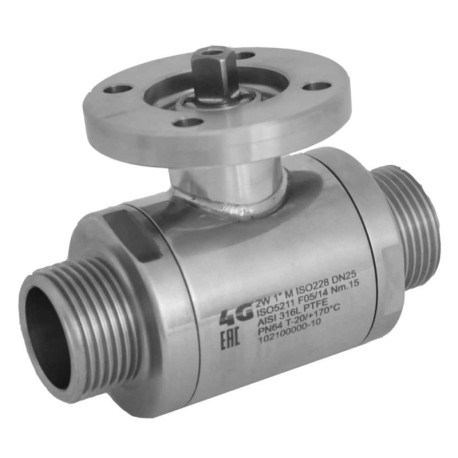 Кран 4G Ghidini 103017, площадка ISO 5211, ISO 228 M/M, Tenuta Standard