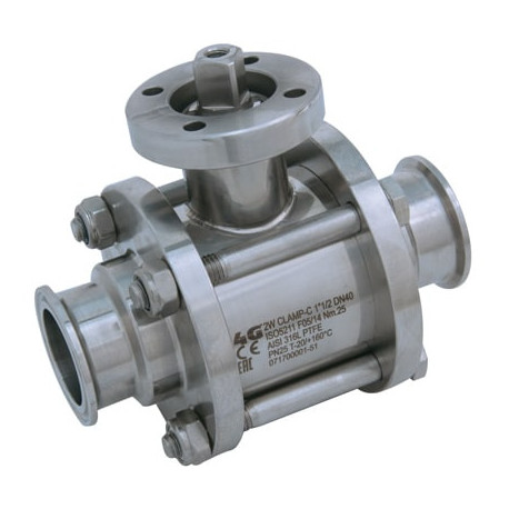 Трискладовий кран 4G Ghidini 513030, площадка ISO 5211, Clamp BS, Tenuta Standard