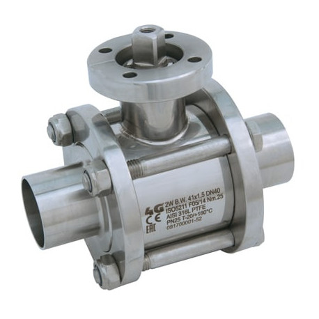 Трискладовий кран 4G Ghidini 553042, площадка ISO 5211, B.W. BS-OD / ASTM A-270, Tenuta Integrale